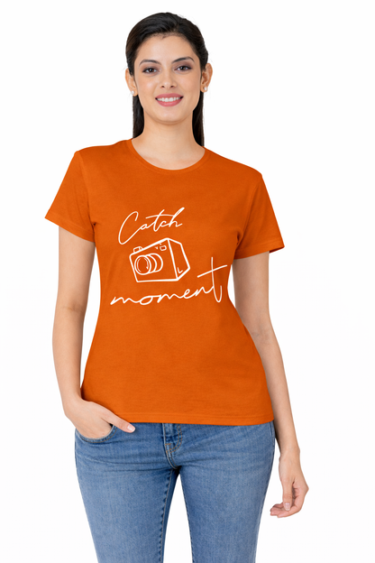Women half Sleeves Printed T-Shirts 170GSM Red Label 100% Cotton Yarn with Bio Wash Yellow, White, Blue, Orange another - White - Image 2