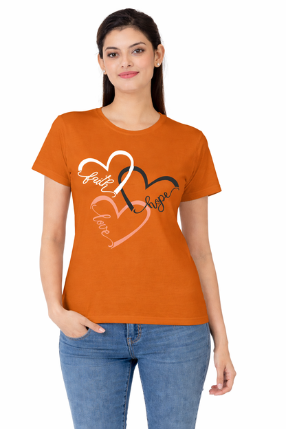 Women Half Sleeves Printed T-Shirts 170GSM Red Label 100% Cotton Yarn with Bio Wash Yellow, White, Blue, Orange - White - Image 2