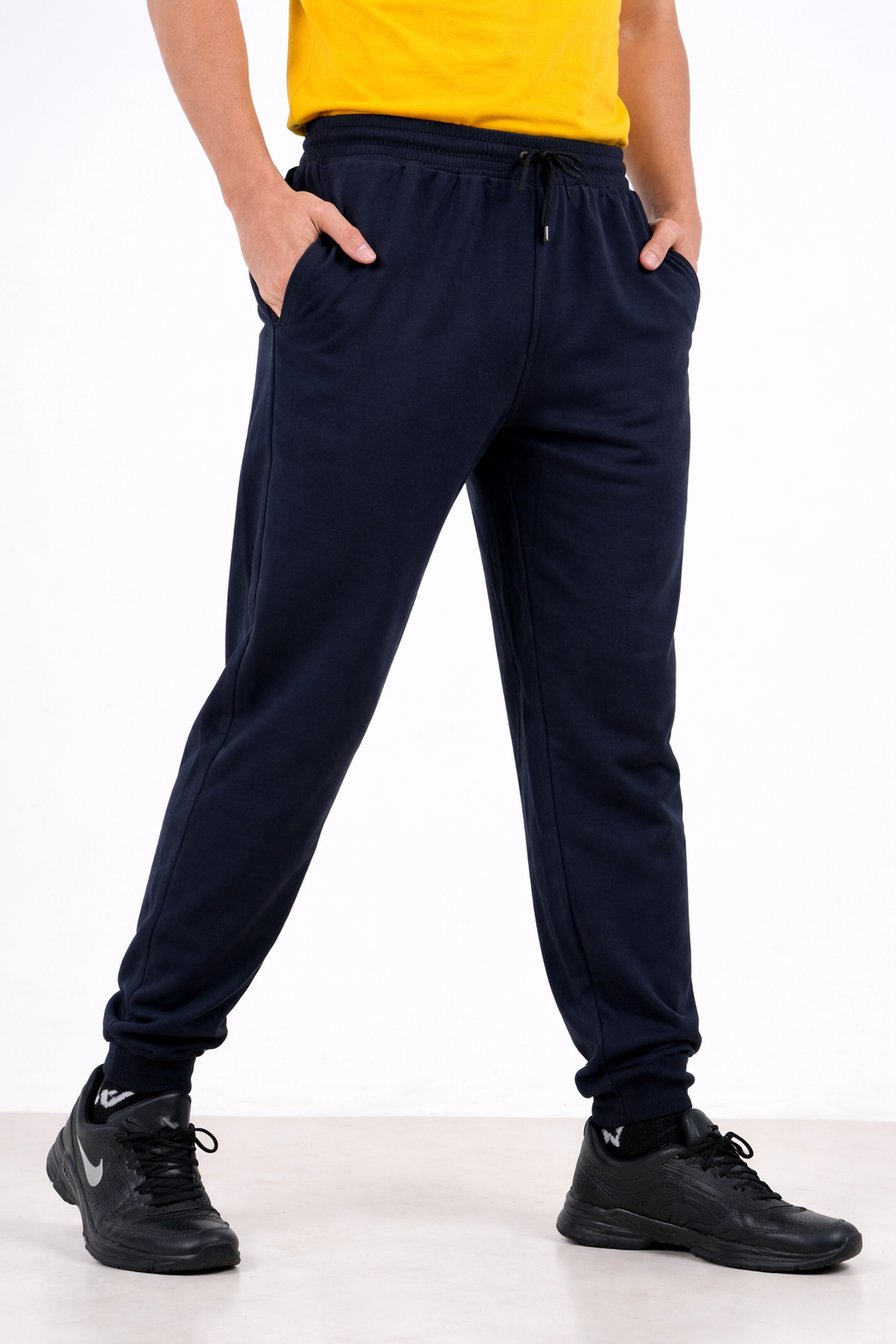 Mens Lower Solid Polycotton 65% Cotton 35% Polyester Loopknit 230GSM - Dark Blue - Image 1