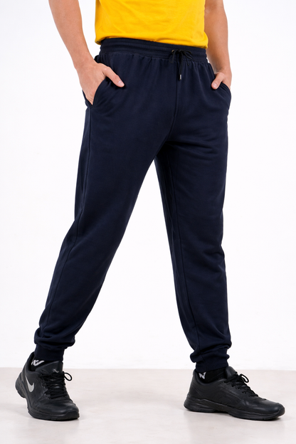 Mens Lower Solid Polycotton 65% Cotton 35% Polyester Loopknit 230GSM - Dark Blue - Image 1