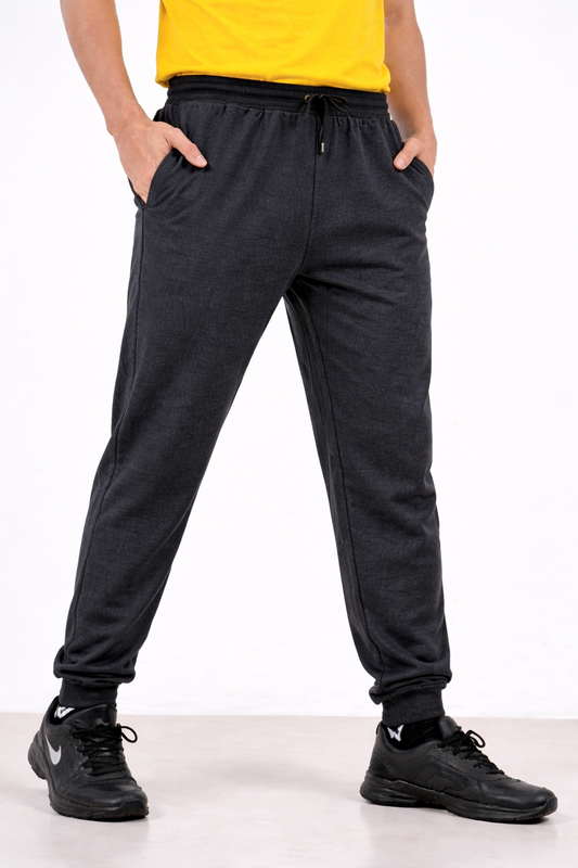 Mens Lower Solid Polycotton 65% Cotton 35% Polyester Loopknit 230GSM - Dark Grey - Image 1