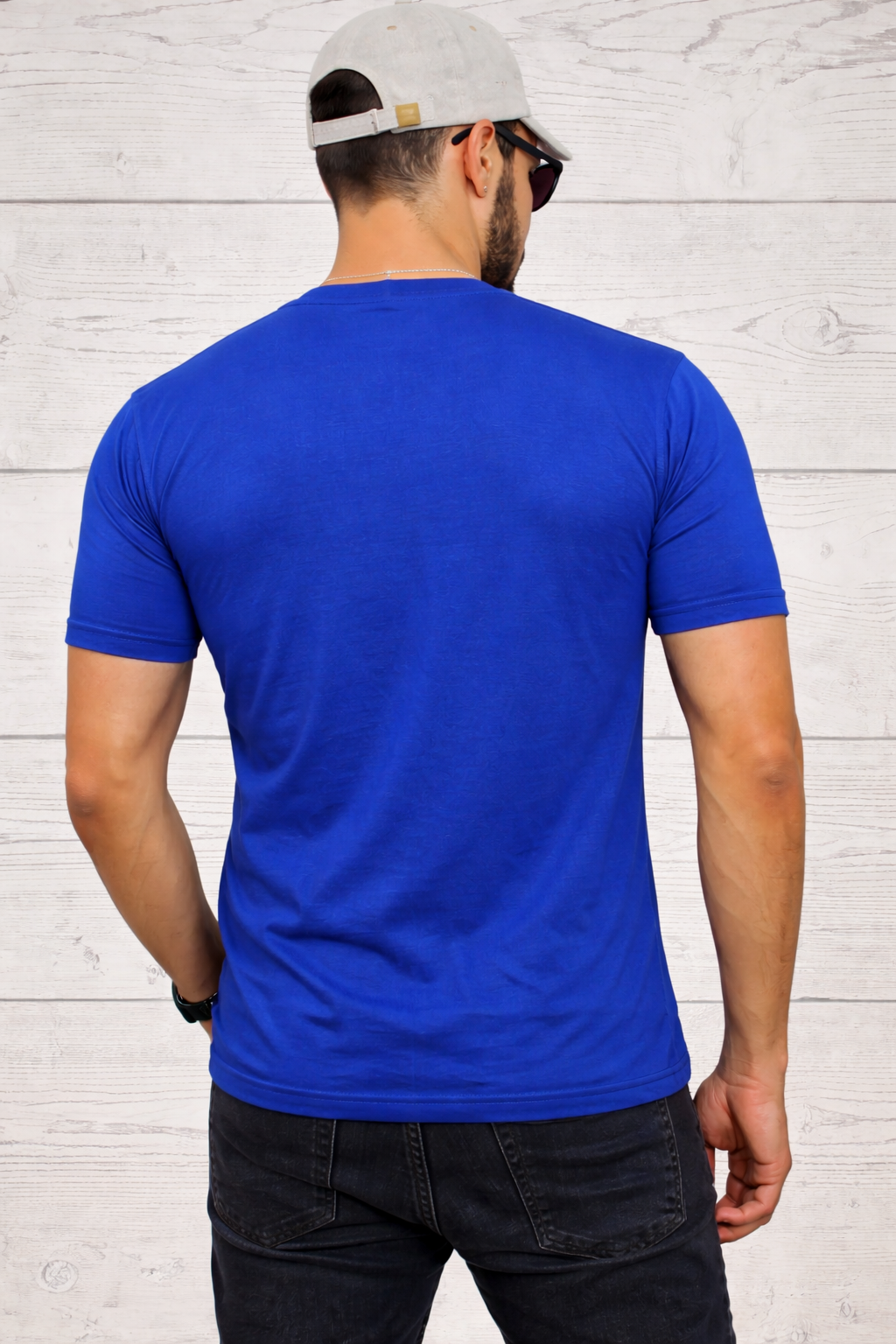 Mens Printed Half Sleeves T-shirts 170GSM Red Label 100% Cotton Bio Wash - Blue - Image 1