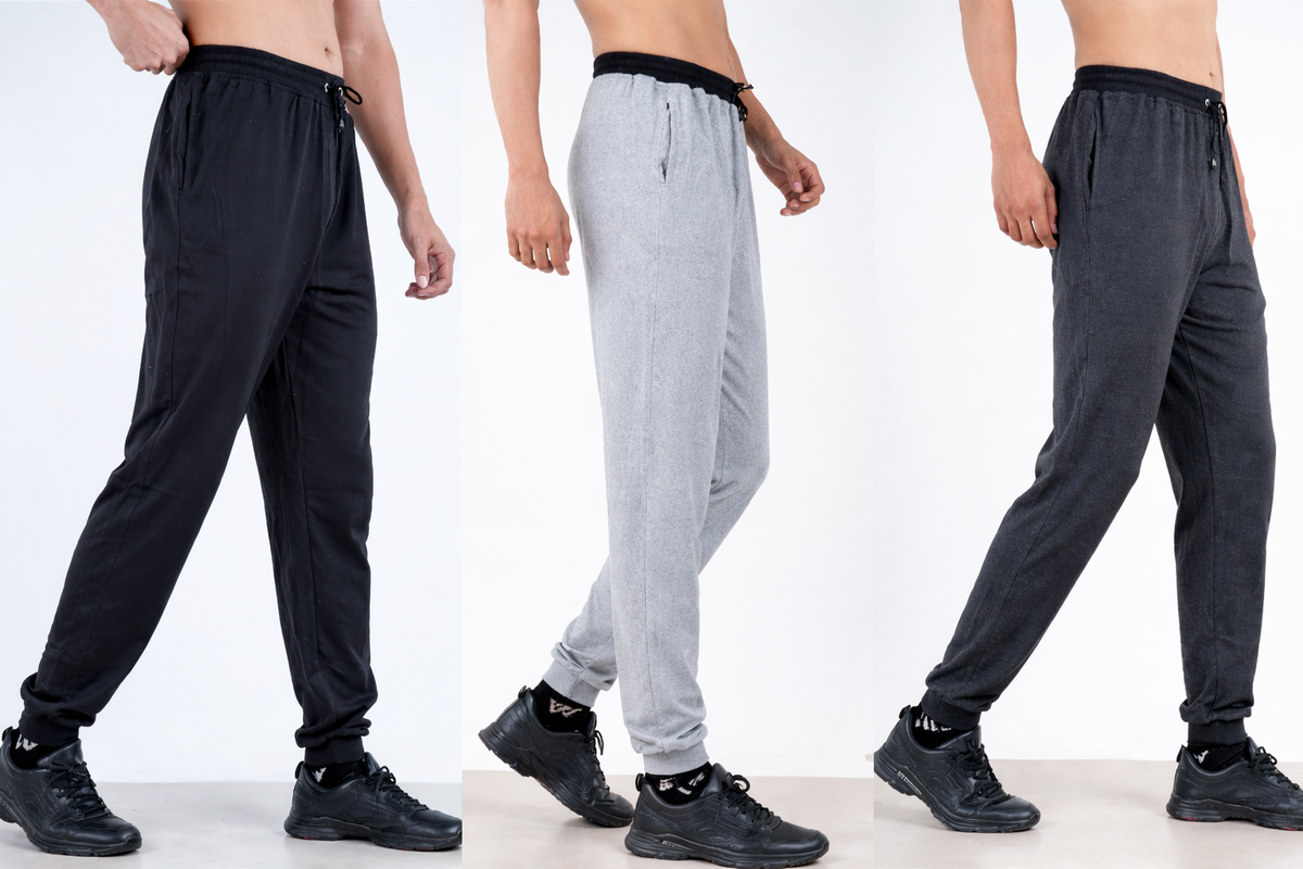 Mens Lower Solid Polycotton 65% Cotton 35% Polyester Loopknit 230GSM - Dark Grey - Image 2