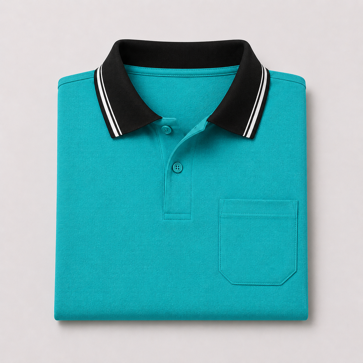 Blue Tshirt Black Collar Cotton - Blue - Image 6