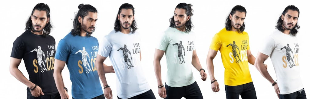 Mens Printed Half Sleeves T-shirts 180GSM Red Label 100% Cotton Bio Wash - Black - Image 2