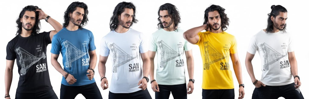 Mens Printed Half Sleeves T-shirts 180GSM Red Label 100% Cotton Bio Wash - Black - Image 2